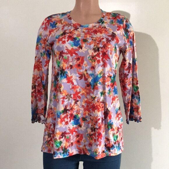 LOGO by Lori Goldstein Cotton Modal 3/4 Sleeve Top - Picture 2 of 5